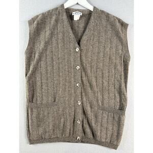 Vtg GISPA Italian Sweater Vest Mens XL Wool Cashmere Grandpa Academia Pockets